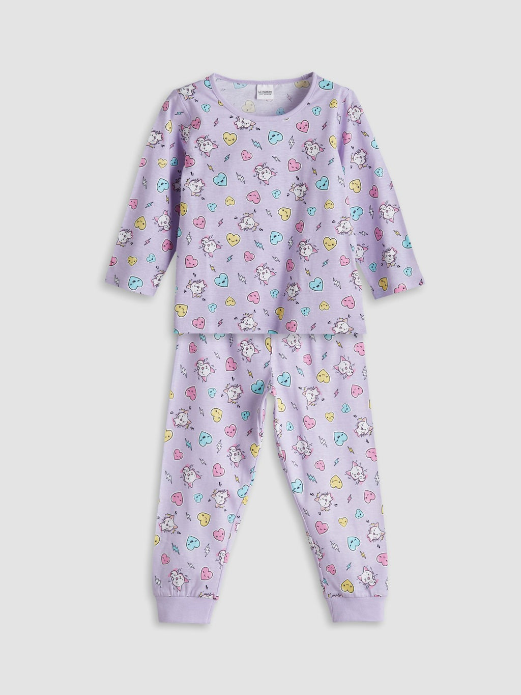 Lc Waikiki Lilac Crew Neck Girls Pajama Set