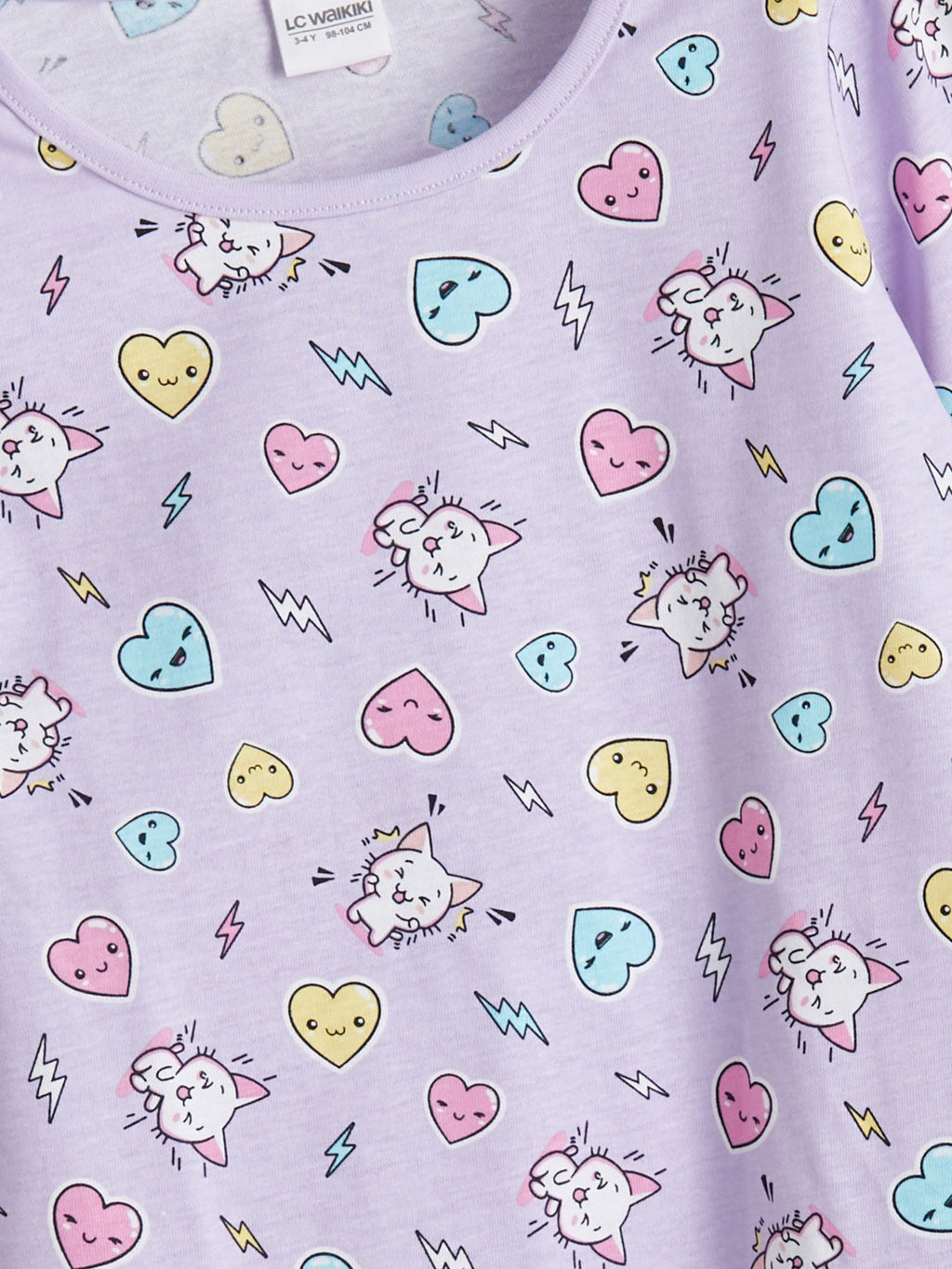 Lc Waikiki Lilac Crew Neck Girls Pajama Set