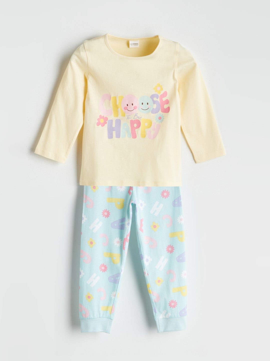 LCW Kids Blue Printed Girls Pajama Set