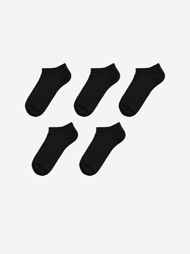 LCW Dream Black Women Plain Ankle Socks 5-Pack Hover Image