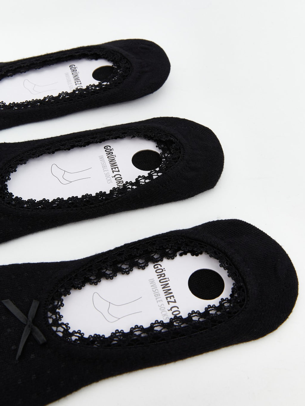 LCW Dream Black Ribbon Detailed Women Ballerina Socks 3-Pack