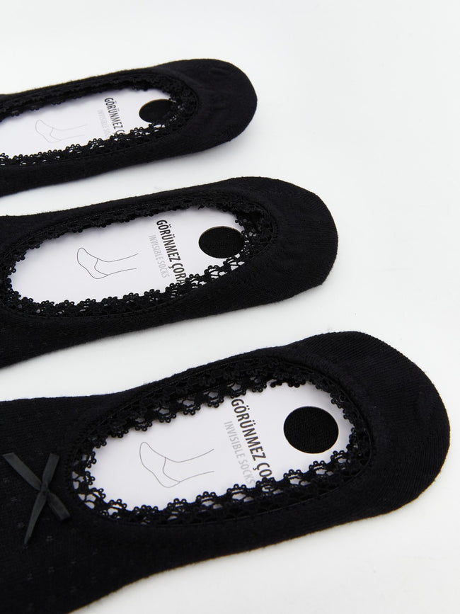 LCW Dream Black Ribbon Detailed Women Ballerina Socks 3-Pack Main Image