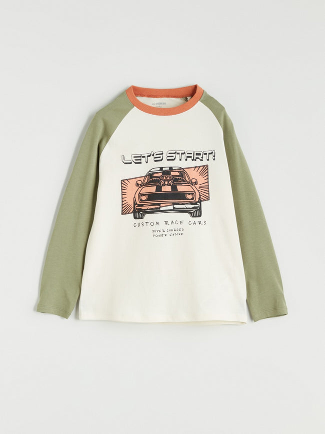 LCW Kids Beige Crew Neck Printed Boys T-Shirt 2-Pack Main Image