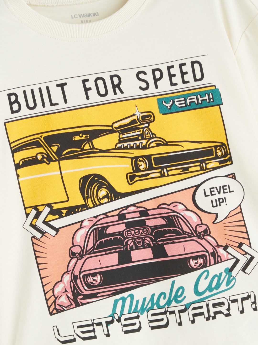 LCW Kids Beige Crew Neck Printed Boys T-Shirt 2-Pack