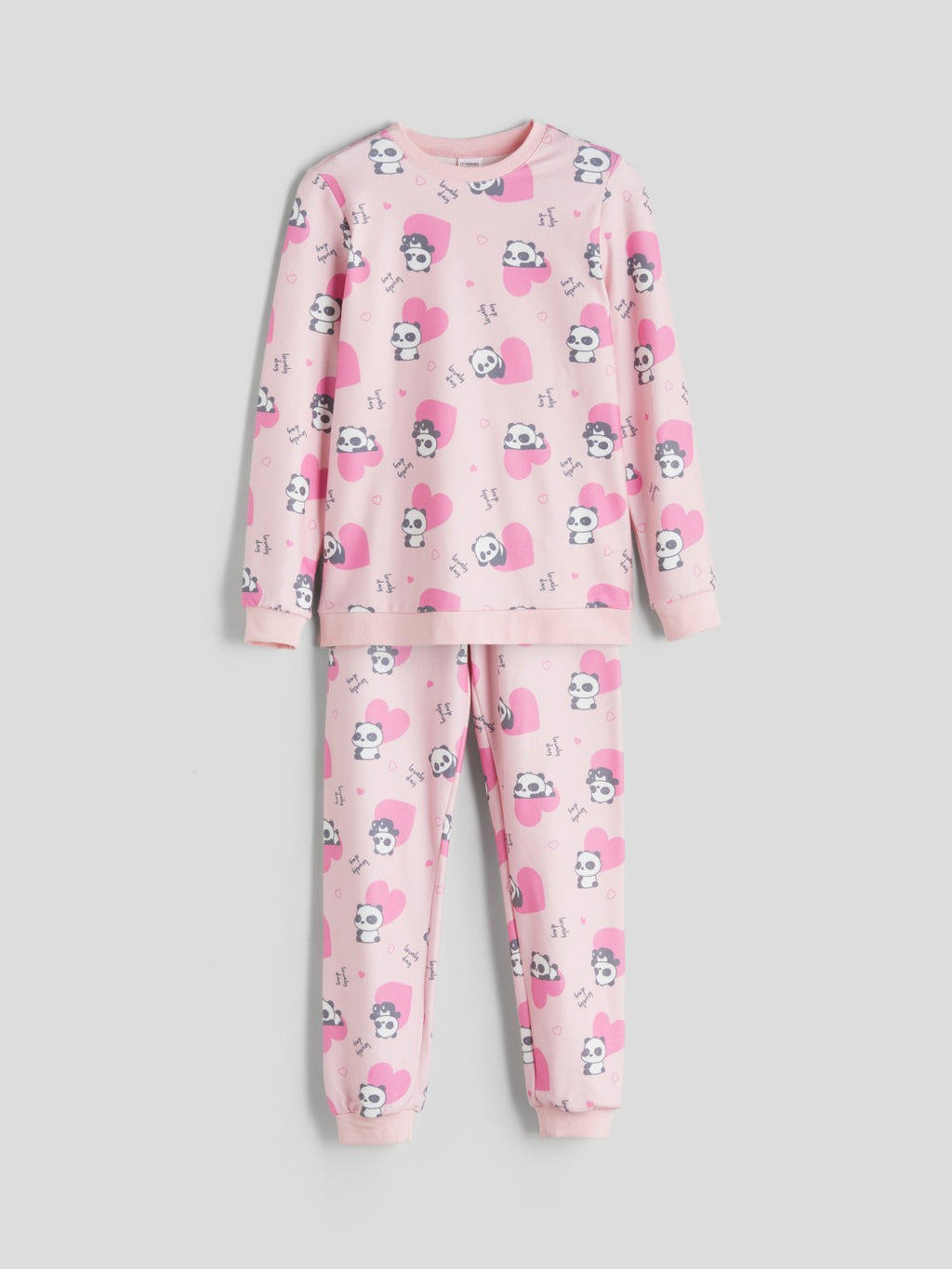 LCW Kids Crew Neck Printed Girls Pyjama Set
