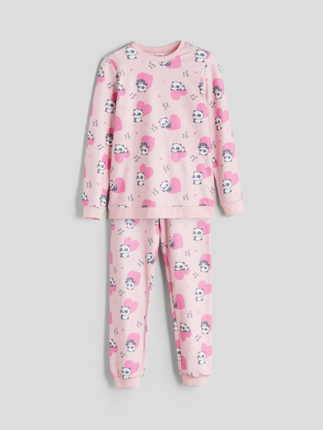 LCW Kids Crew Neck Printed Girls Pyjama Set
