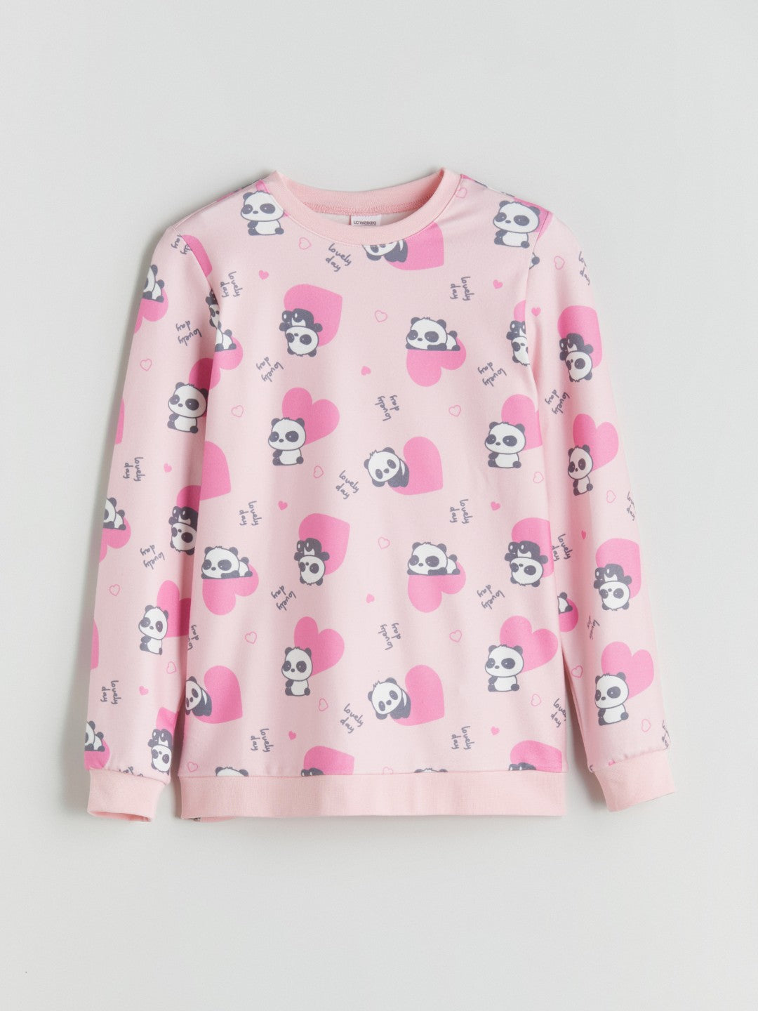LCW Kids Crew Neck Printed Girls Pyjama Set