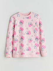 LCW Kids Crew Neck Printed Girls Pyjama Set