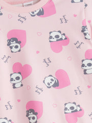 LCW Kids Crew Neck Printed Girls Pyjama Set