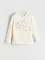 LCW Kids Ecru Crew Neck Girls Pajama Set