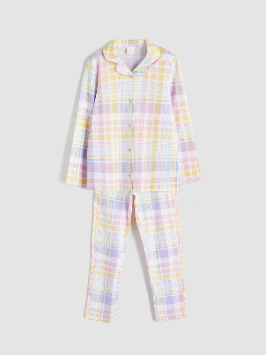 LCW Kids White Shirt Collar Girls Pajama Set