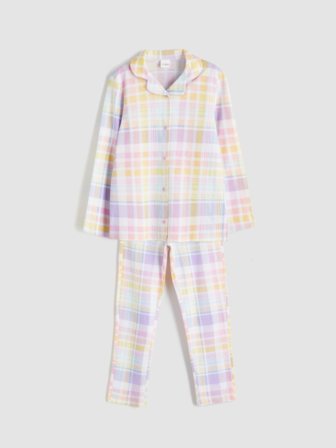 LCW Kids White Shirt Collar Girls Pajama Set