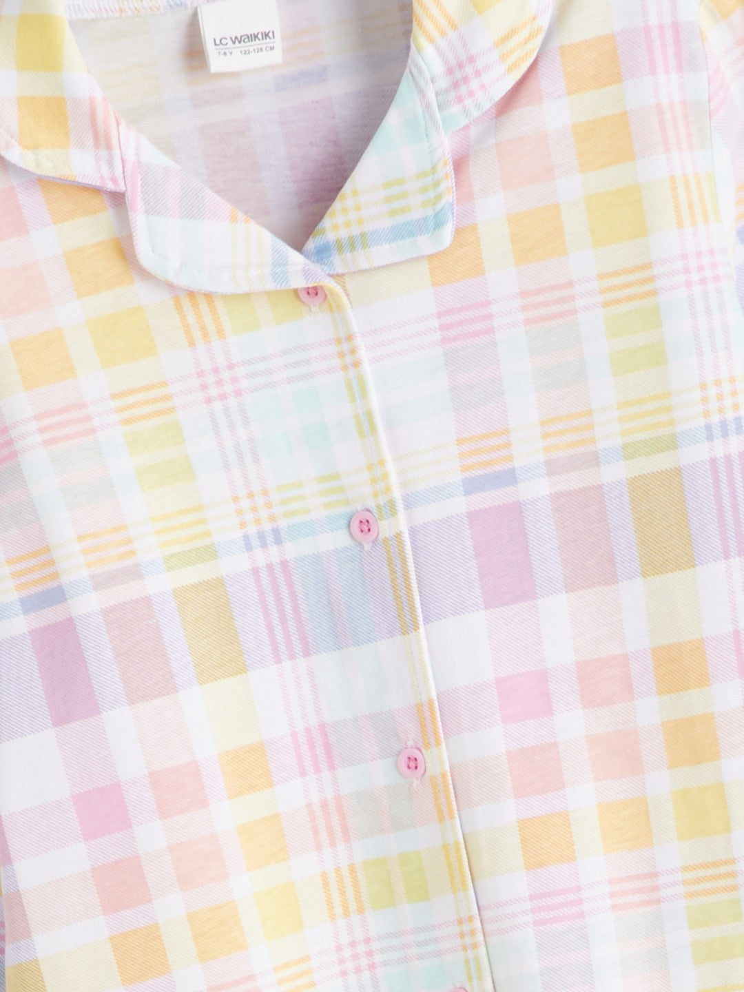 LCW Kids White Shirt Collar Girls Pajama Set