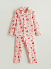 LCW Kids Pink Shirt Collar Girls Pajama Set