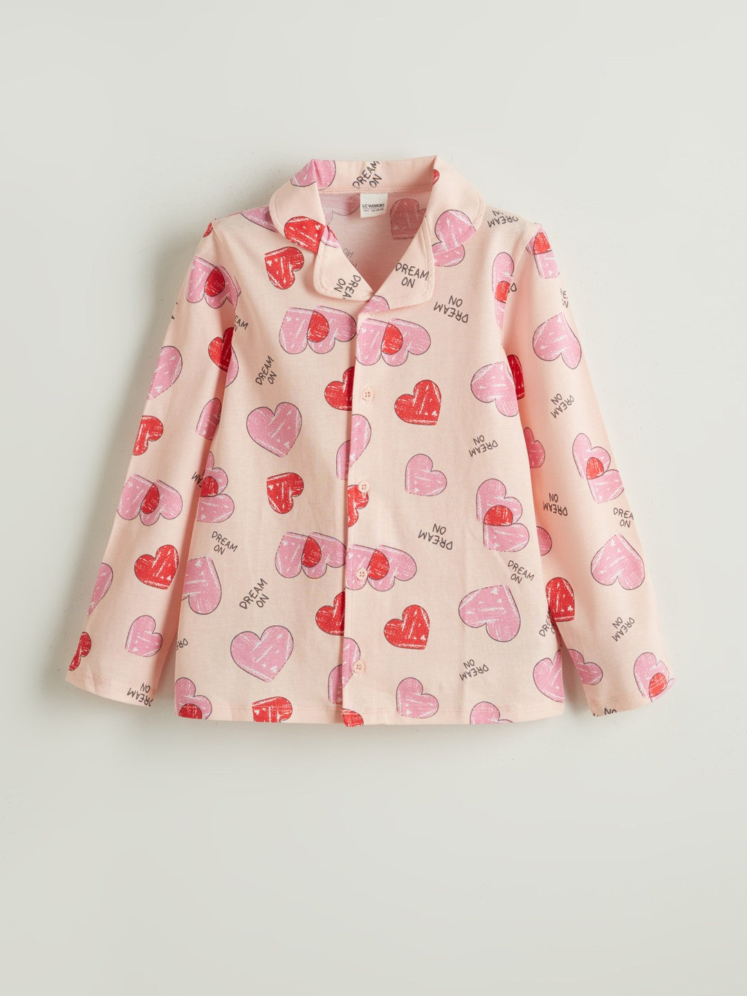 LCW Kids Pink Shirt Collar Girls Pajama Set