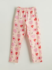 LCW Kids Pink Shirt Collar Girls Pajama Set