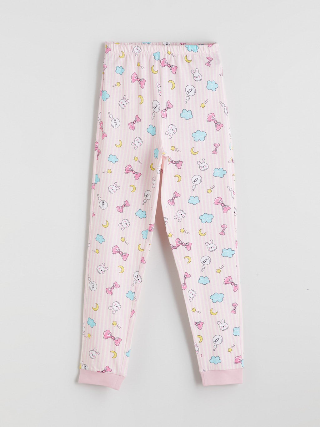 LCW Kids Ecru Crew Neck Girls Pajama Set