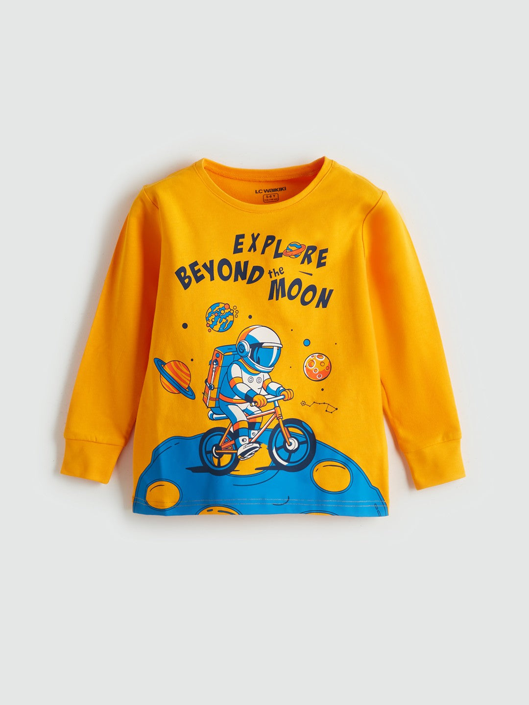 LCW Kids Orange Crew Neck Boys Pajama Set