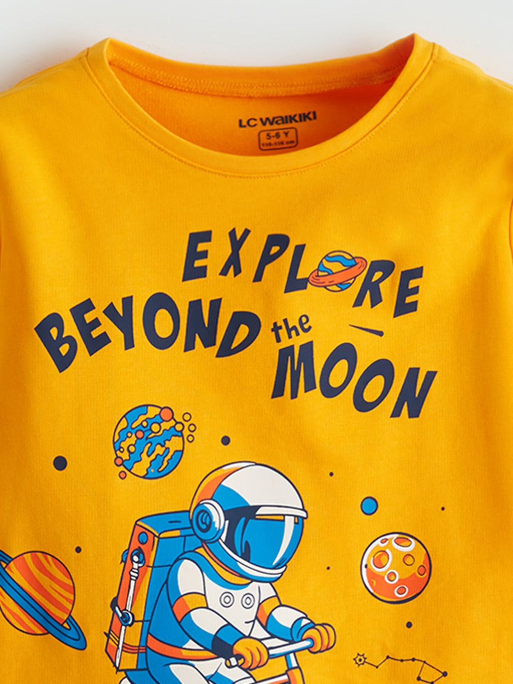 LCW Kids Orange Crew Neck Boys Pajama Set