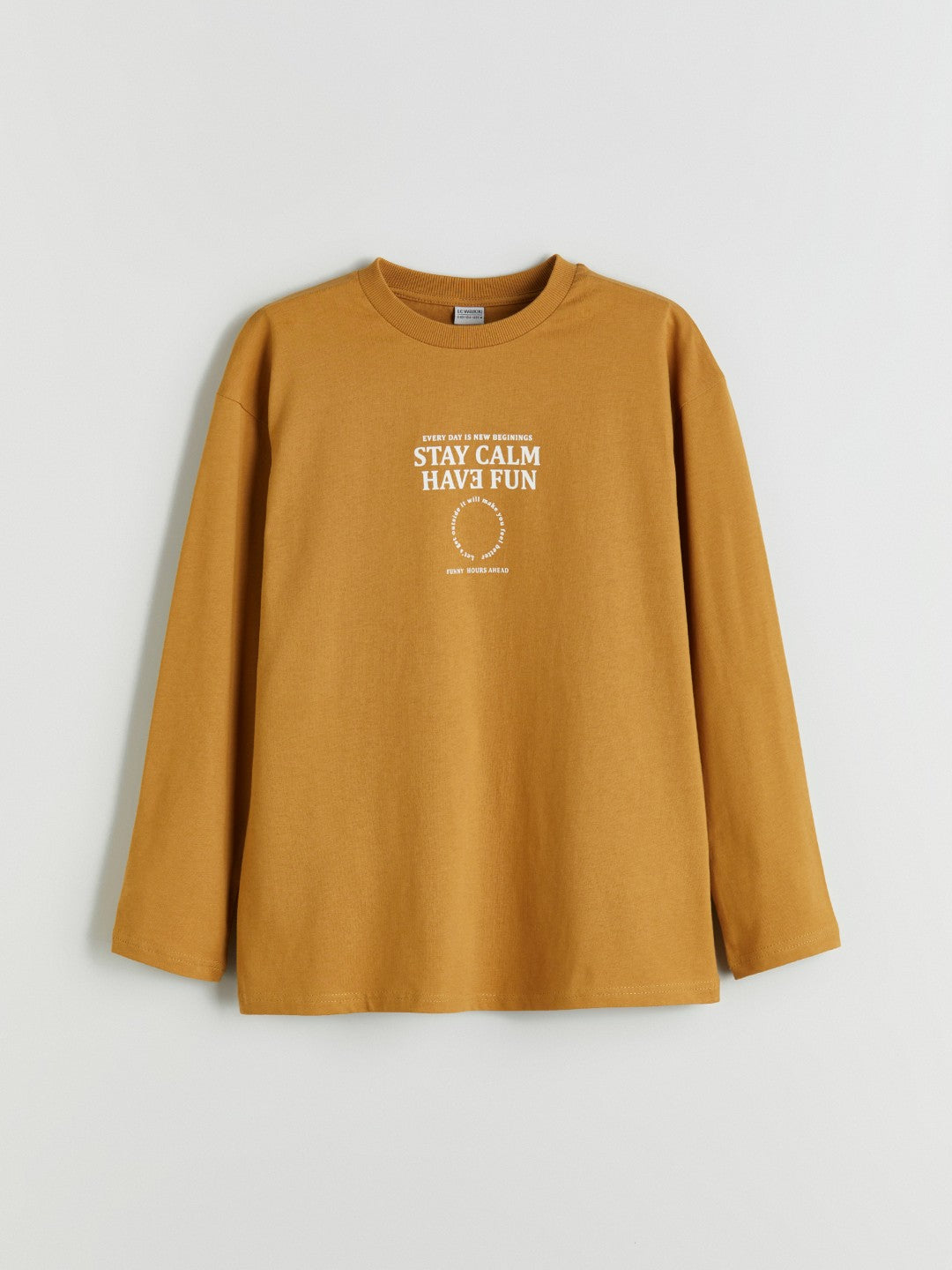 LCW Kids Beige Crew Neck Boys T-Shirt