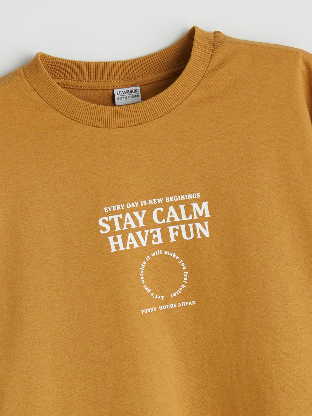 LCW Kids Beige Crew Neck Boys T-Shirt