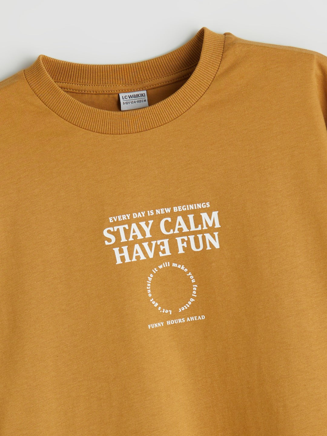 LCW Kids Beige Crew Neck Boys T-Shirt