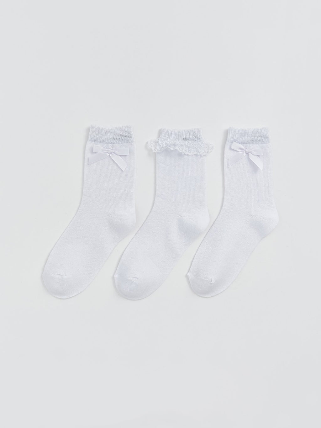 LCW Kids White Girls Ankle Socks 3-Pack