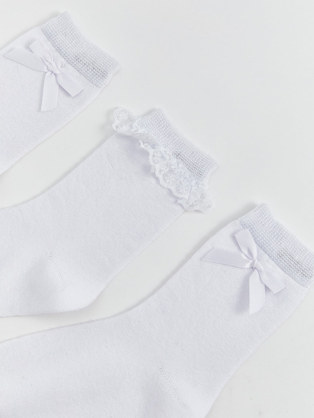 LCW Kids White Girls Ankle Socks 3-Pack