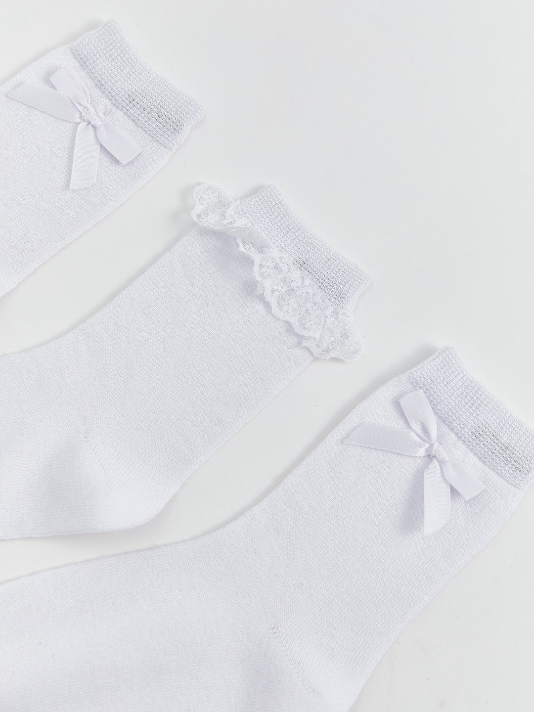 LCW Kids White Girls Ankle Socks 3-Pack