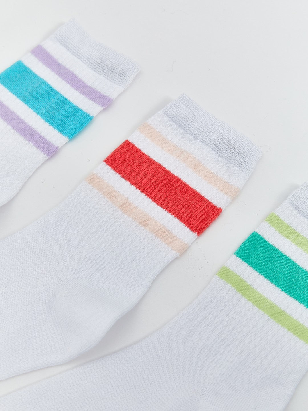 LCW Kids White Striped Girls Ankle Socks 5-Pack