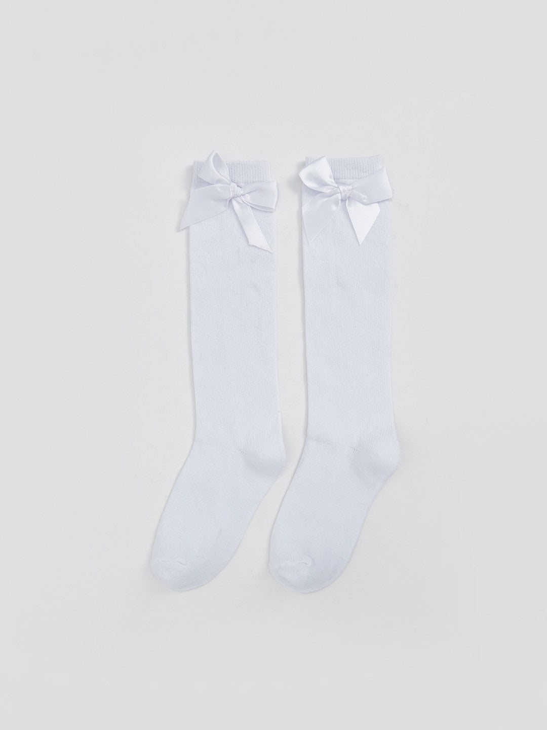 LCW Kids White Bow Detailed Girls Knee-High Socks 2-Pack