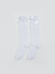 LCW Kids White Bow Detailed Girls Knee-High Socks 2-Pack