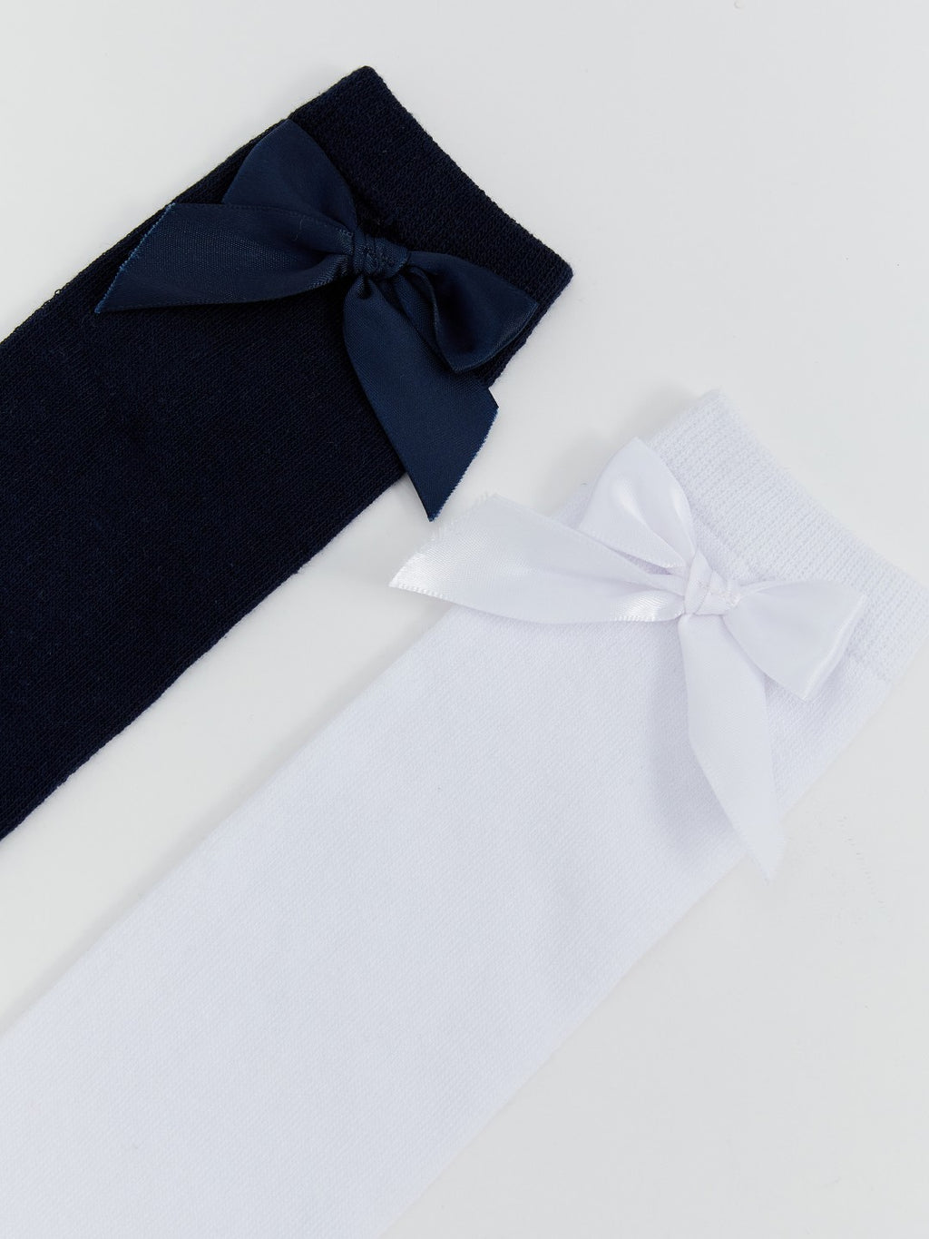 LCW Kids Navy Blue Bow Detailed Girls Knee-High Socks 2-Pack