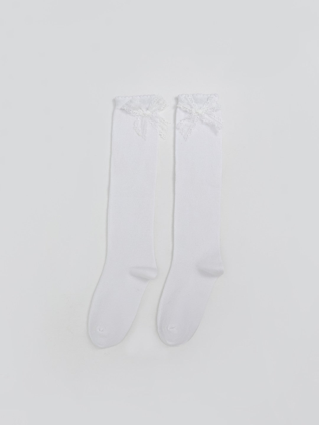 LCW Kids White Bow Detailed Girls Knee-High Socks 2-Pack