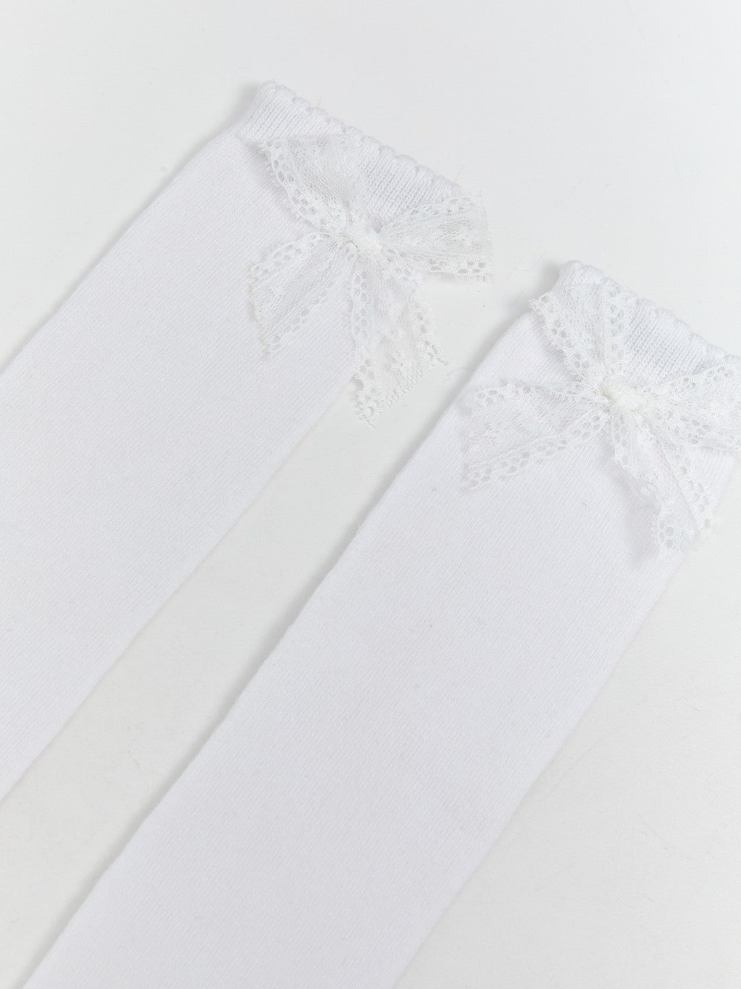 LCW Kids White Bow Detailed Girls Knee-High Socks 2-Pack