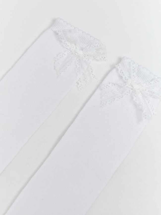 LCW Kids White Bow Detailed Girls Knee-High Socks 2-Pack Main Image