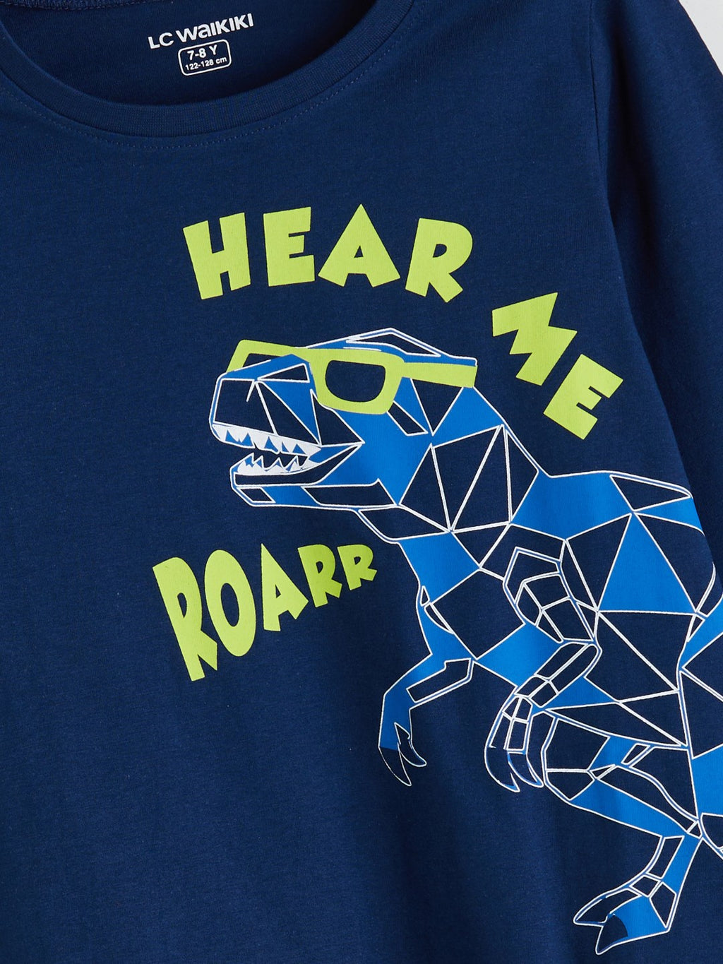 LCW Kids Navy Blue Crew Neck Boys Pajama Set