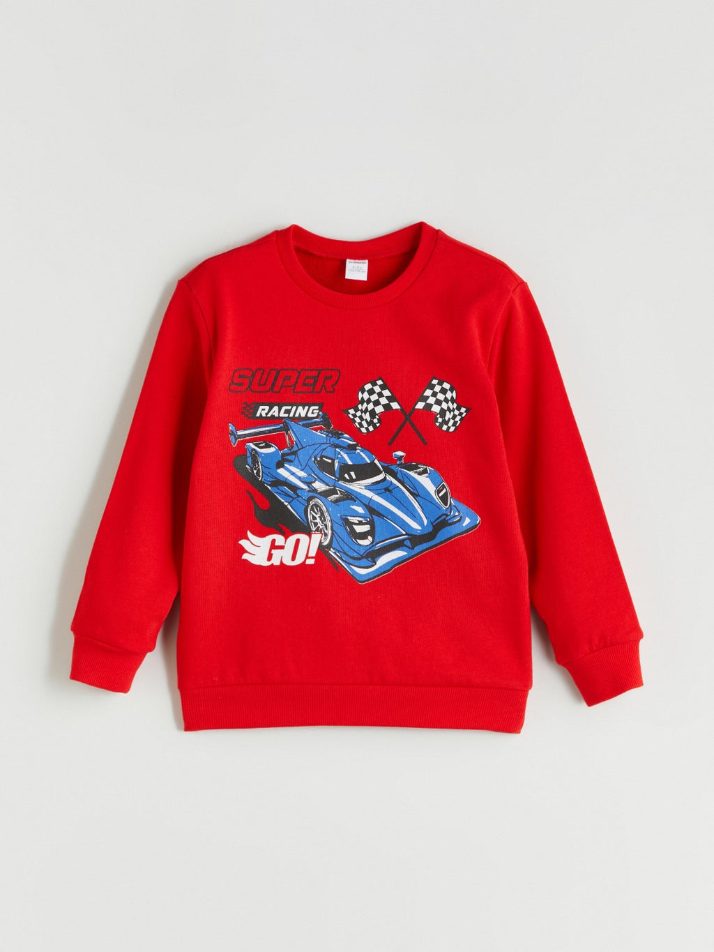 LCW Kids Red Crew Neck Printed Long Sleeve BoyS Sweatshirt