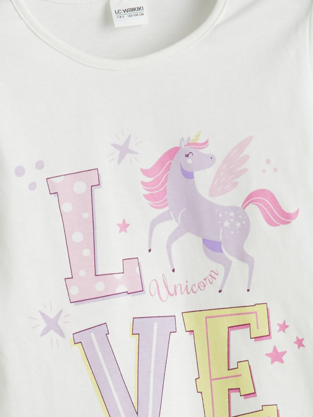 LCW Kids Ecru Crew Neck Girls Pajama Set