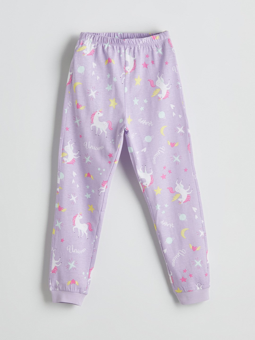 LCW Kids Ecru Crew Neck Girls Pajama Set