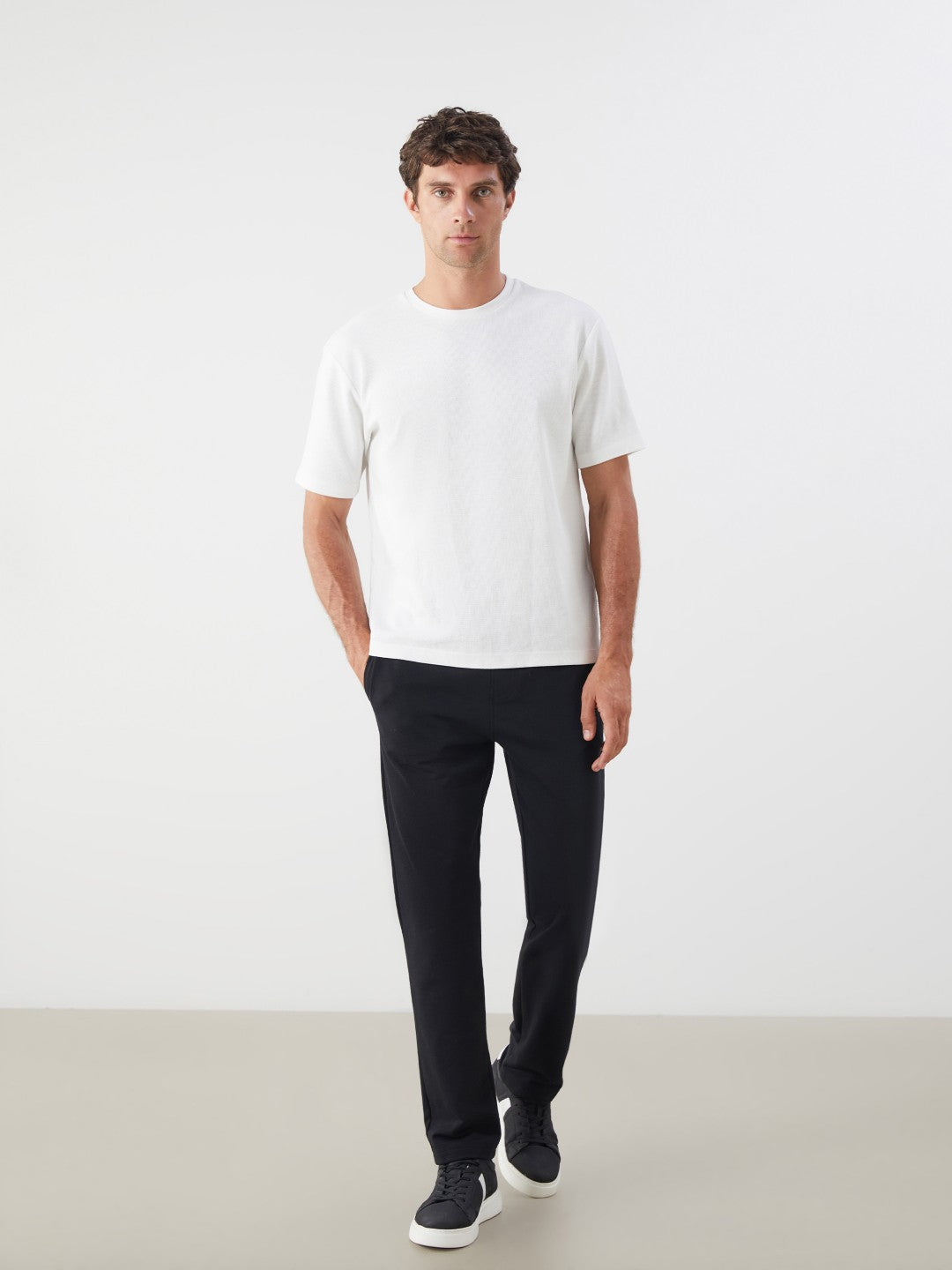 LCW Classic Black Plus Size Standard Fit Men Tracksuit Bottoms