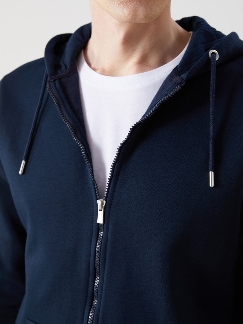 LCW Classic Navy Blue Hooded Long Sleeve Men Zippered Sweatshirt