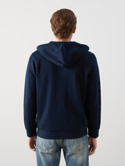 LCW Classic Navy Blue Hooded Long Sleeve Men Zippered Sweatshirt