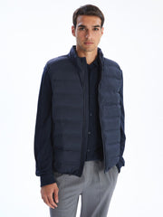 LCW Vision Black Standard Fit Stand Collar Men Puffer Vest