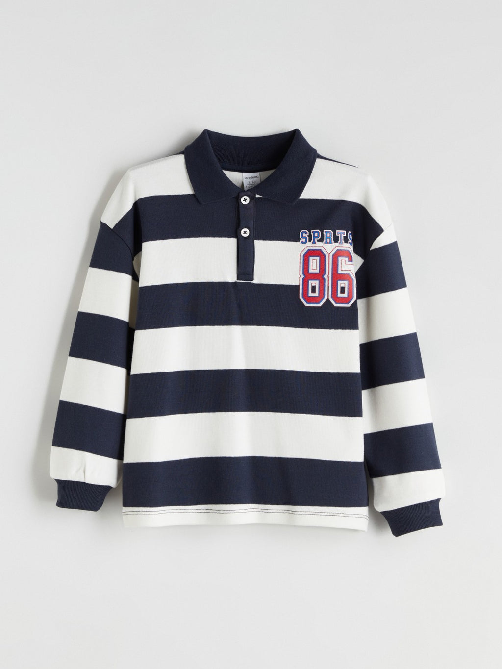LCW Kids Navy Blue Polo Neck Striped Boys Sweatshirt