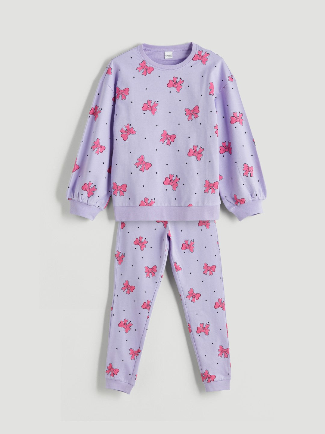 LCW Kids Lilac Crew Neck Girls Pajama Set