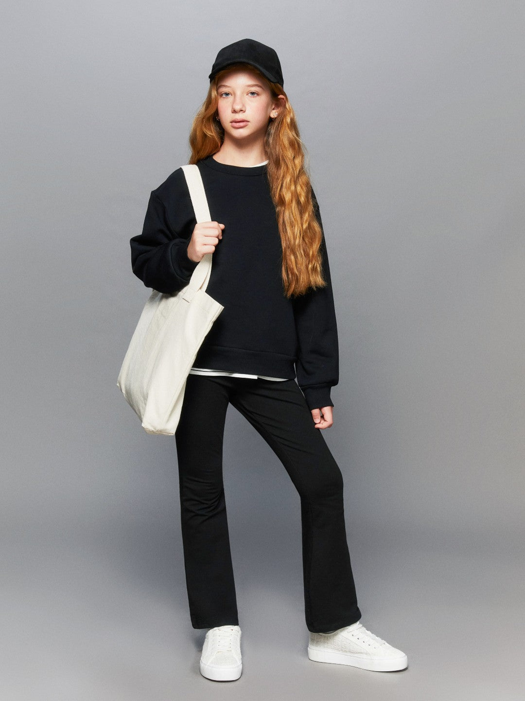 LCW Kids Black Elastic Waist Bell-Bottomed Girls Leggings