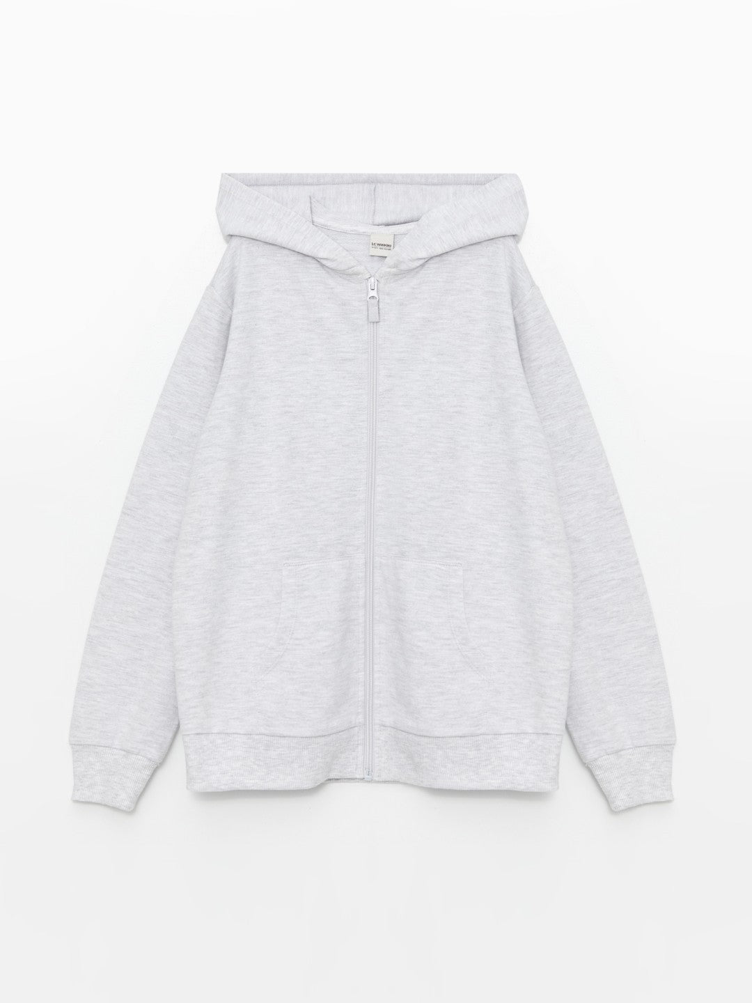 LCW Kids Hooded Basic Long Sleeve Girls Zippered Sweatshirt