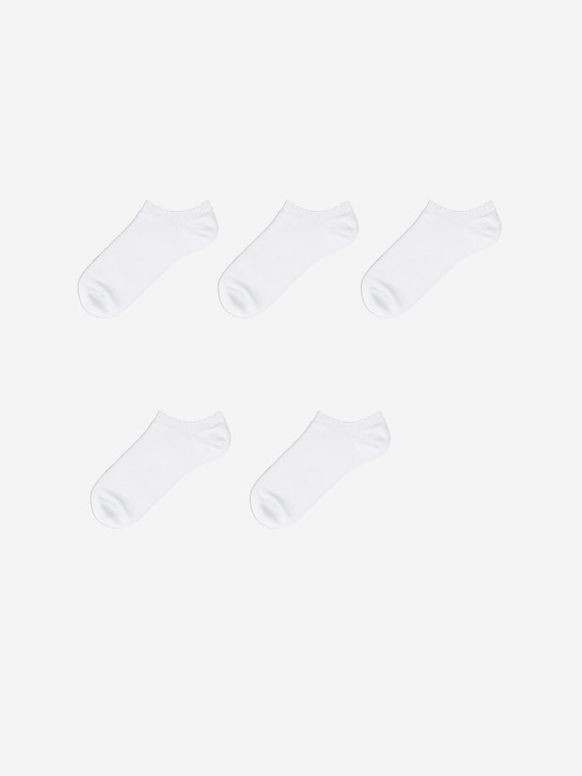 LCW Dream White Women Plain Ankle Socks 5-Pack Hover Image