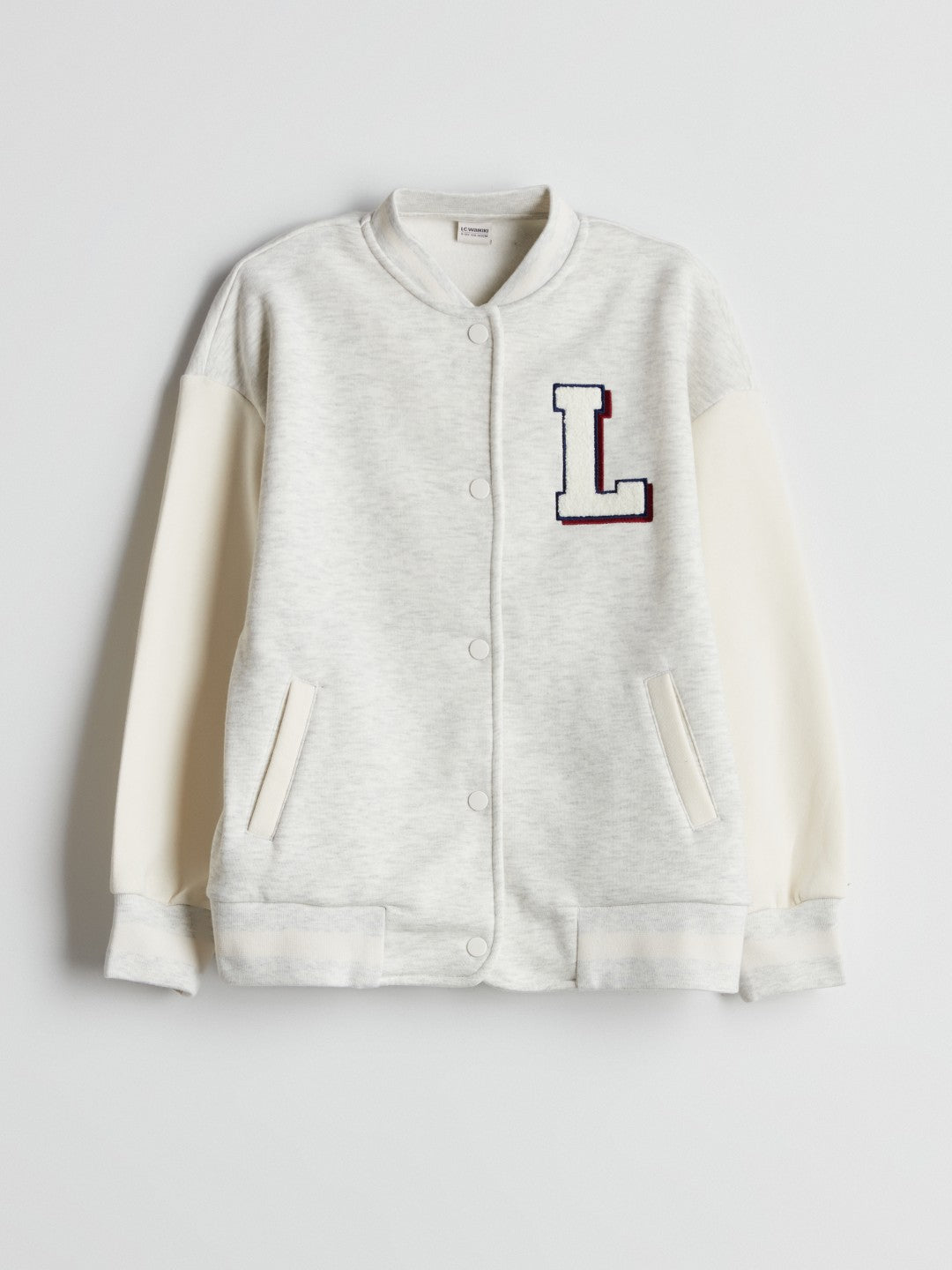 LCW Kids Gray Los Angeles Printed Girls College Jacket